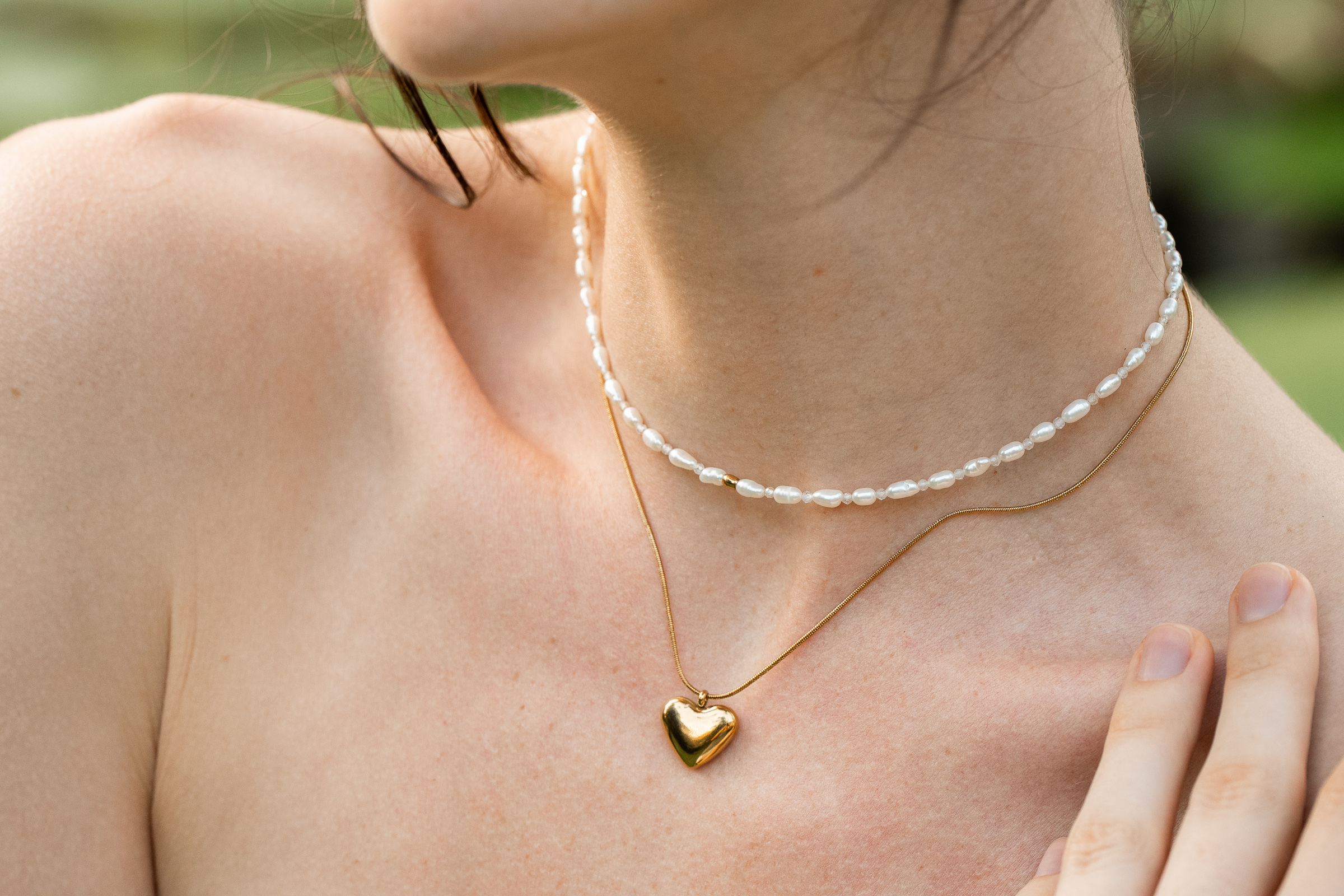 Wasserfeste JEVAANI Goldkette im Layering-Look mit Perlenkette